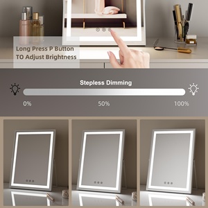 <span class=keywords><strong>Espejo</strong></span> de Maquillaje LED con Marco de Hierro Cuadrado, Blanco, de 30x41cm, Doble Color, Venta al Por Mayor - Product Image 6