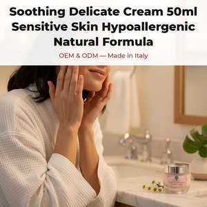 Crème apaisante délicate 50 ml pour peaux sensibles, formule naturelle hypoallergénique, OEM, marque privée, Italie, lotion pour le corps RedMoringa - Product Image 2