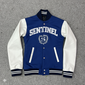 Vente en gros, marque personnalisée, nouvelle veste brodée en laine et en soie pour hommes avec fermeture à bouton recouvert, vestes Lettermen - Product Image 1