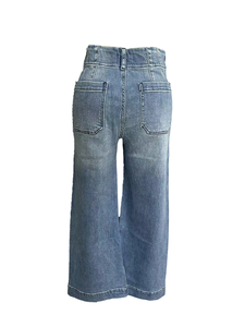 Pantalon en denim stretch bleu moyen à jambe droite, logo personnalisé, design haut de gamme, jorts, jeans courts pour hommes - Product Image 3