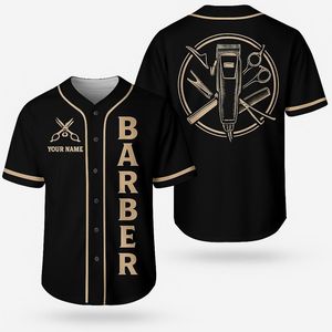Maillot de baseball de barbier sublimé uniforme élégant personnalisé en couleur pour les équipes de barbier et les événements OEM/ODM - Product Image 1