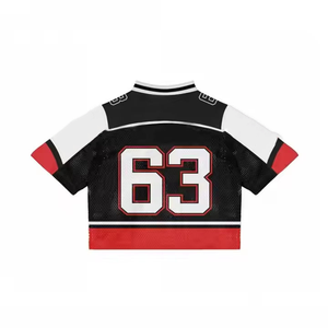 Custom Black Men's Vintage Soccer Football Jersey Oversized Boxy Mesh V-Neck Crop <b>Drop</b> Shoulder Manufactured American Vintage - Product Image 5