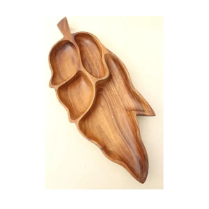 Plato de madera de diseño moderno para servir, producto hecho a mano, Plato decorativo en forma de hoja, plato de madera para servir, precio barato - Product Image 5