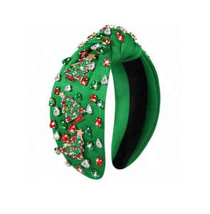 Bandeau de cheveux de Noël festif brodé de perles pour femmes, bandeau de cheveux de Noël luxueux orné de perles de graines, vente en gros - Product Image 2