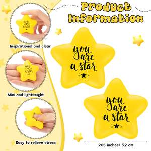 Squeeze Star Stress Balls Mini Star Stress Relief Balles en mousse avec cartes de motivation Sacs Garçons Filles Cadeau Classe Party Favors - Product Image 2