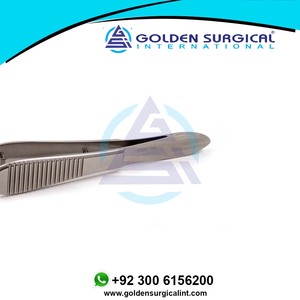 Pince à suturer chirurgicale Sauer 1x2 dents coudées, pince de fixation ophtalmique, pince de microchirurgie - Product Image 4