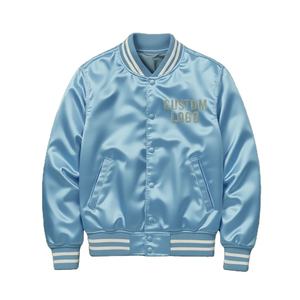 Chaqueta Varsity Personalizada de Nailon Satinado con Botones a Presión, Chaqueta Bomber Estilo Letterman, Chaqueta Letterman Personalizada Unisex al por Mayor para Hombre - Product Image 4