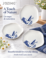 Assiette de table en céramique blanche mouchetée Jozing, plat de service à bord ondulé, stock en liquidation, prix de gros imbattables, porcelaine