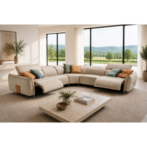 Daniele Reclining <b>Sofa</b> with Chaise Lounge Featuring PU <b>Leather</b> <b>Cover</b> Options - Product Image 2