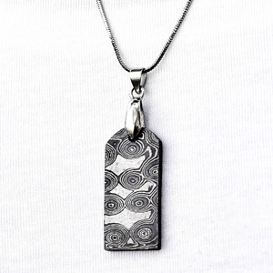 <b>Custom</b> Handmade Damascus Steel <b>Dog</b> <b>Tag</b> Pendant Antique Silver Plated Classic Unisex Customizable Jewelry - Product Image 1