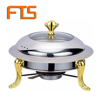 Ensemble de buffet pour chauffe-plats vente chauffe-plats rond en or avec couvercle chauffe-plats en acier inoxydable