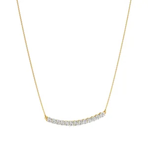 Collar de Barra con Flor Chapado en Rodio Oro Rosa con Diamante de Moissanita de Jade y Perla - Joyería de Compromiso de Oro de 18K de Moda - Product Image 2