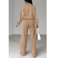 Ensemble de survêtement deux pièces en molleton 100 % coton personnalisé avec dentelle, haute qualité, pour femme, avec bandes latérales et logo