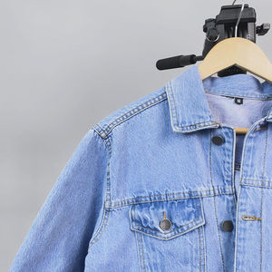 Veste en jean enduite bleu clair élégante avec fermeture à glissière col montant longue rue haute vêtements d'extérieur décontractés à la mode pour l'hiver - Product Image 2