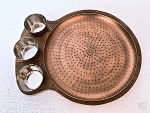 Assiette à dîner en laiton Vaisselle-Service de table traditionnel en métal en laiton avec service d'assiettes Thali - Product Image 2