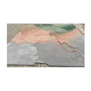 Direct Factory Sale Luxurious Hand <b>Tufted</b> Wool Area <b>Rug</b> Multi-Coloured Embroidered Pattern Fur Floor Decoration Home Living Room - Product Image 1