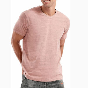 Venta al por mayor de camisetas con cuello en V personalizado liso 100% algodón 180GSM camisetas Unisex de gran tamaño a granel camisetas personalizadas para hombres - Product Image 4