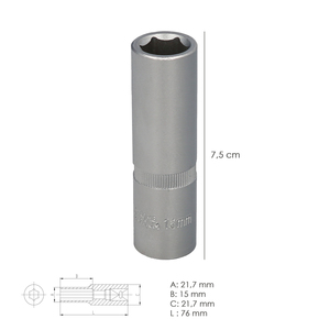 Chiave a Bussola Esagonale 1/2" Lunga 15 mm - Product Image 2