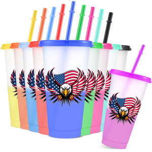 Bicchieri Personalizzabili con Logo per il 250° Anniversario Americano, Regalo Souvenir Premium in Plastica da 16oz e 24oz che Cambiano Colore con l'Acqua Fredda - Product Image 1