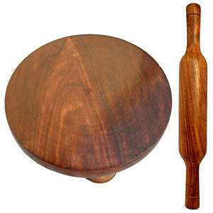 Rouleau à pâtisserie en bois de manguier rond original Royal, 9 pintes, 9 pouces, Polpat-Roti Roller Chakli- Belin, pour la maison et les restaurants - Product Image 1