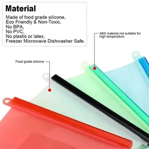 Sac de conservation alimentaire en silicone réutilisable pour commande en gros, 1 litre, hermétique, étanche, sans BPA, compatible congélateur et micro-ondes, multicolore - Product Image 2