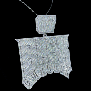 Collar Personalizado de Plata Cristiana con Moissanita VVS, Estilo Hip Hop, Certificado GIA, Modelo DJ RAMBO TRODEL, Joyería Fina con Letras Cubanas, Unisex, para Fiestas - Product Image 2