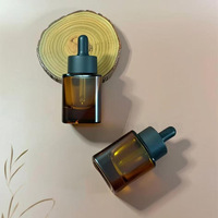 Flacons compte-gouttes carrés en verre ambré épais de 30 ml, contenants uniques anti-fuite avec base en forme de montagne enneigée pour recharges de sérum