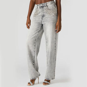 Prix ​​bas, utilisation en extérieur, pantalon en jean pour femmes, pour un usage décontracté, fabrication professionnelle, nouveau jean élégant pour femmes avec strass - Product Image 2