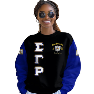 เสื้อสเวตเชิ้ตคอกลม Sigma Gamma Rho Sorority ปี 1922 สีน้ำเงินทอง เสื้อผ้ากรีก ผ้าฟลีซพรีเมียม เสื้อกันหนาวแฟชั่นสำหรับผู้หญิง - Product Image 4