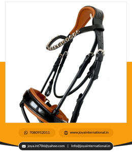 Brida Hanoveriana de Cuero Negro Enrollado con Acolchado Color Bronceado, Tamaño Cob, Completa, Plegable - Product Image 2