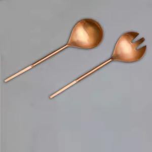 Ensemble de serveurs à salade royaux avec manche en métal doré nervuré, ensemble de cuillères en acier inoxydable parfait, couverts - Product Image 3