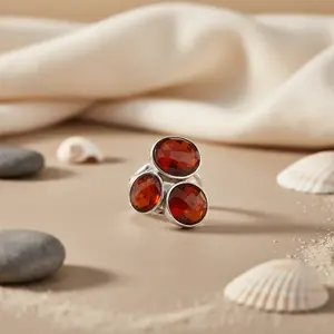"925 <b>Silver</b> Carnelian <b>Ring</b> for Women Elegant <b>Statement</b> Jewelry" - Product Image 2