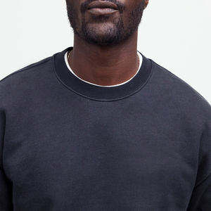 Pull ras du cou pour homme, couleur unie, tricot côtelé, sweat-shirt personnalisable, 100% coton, chaud pour l'hiver, coupe classique, décontracté - Product Image 3