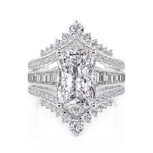 Jeulia Fashion Jewelry Set Gorgeous <b>Crown</b> Cluster Gradient Puzzle <b>Ring</b> in Sterling Silver - Product Image 2