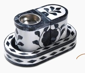 Quemador de incienso pequeño Mini juego de bandeja de regalo Caja de Mubkhar con incrustaciones de nácar con juego de bandeja Quemador Bakhoor Madkhan con bandeja para servir - Product Image 2