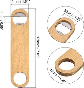 Bamboo Stainless Steel Portable Modern and Simple Heavy Duty Handheld Bottle Opener <strong>Cider</strong> Engraved <strong>Gift</strong> for Wedding Party - Product Image 4