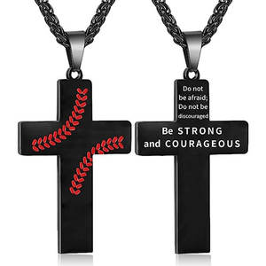 Collier pendentif tendance en acier inoxydable 316L personnalisé, bijoux fins, collier croix baseball pour homme et femme - Product Image 6