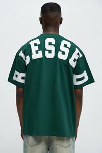 Verano de moda al por mayor OEM personalizado Puff impresión camiseta gráfica manga corta suelta cuello redondo Casual alfabeto - Product Image 4