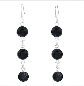 Boucles d'oreilles pendantes en argent sterling 925 de forme ronde de sable bleu Bijoux Boucles d'oreilles plaquées argent à la mode pour femmes. - Product Image 5