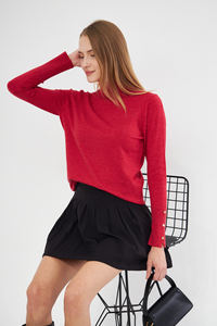 Chandail en tricot boutonné à col roulé à manches longues pour femmesSports, CasualOfficeStylishWear Opportunity en gros - Product Image 3