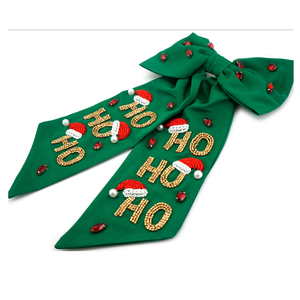 Accessoire pour cheveux en forme de nœud, design sapin de Noël avec perles de rocaille, nœuds artisanaux pour femmes et filles, directement d'Inde - Product Image 5