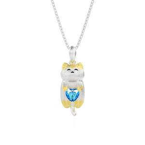 Collier pendentif chat souriant en argent sterling bicolore Jeulia - Product Image 1