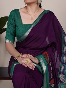 Sari Tradicional Chanderi con Estampado Floral, Poliéster Viscosa con Trabajo de Tejido Zari para Mujeres, Ropa de Fiesta para Adultos - Product Image 5