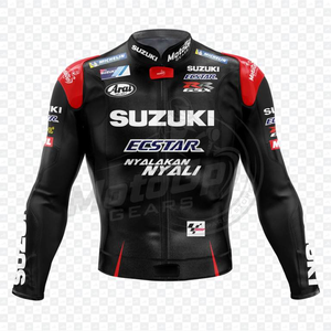 Maverick Vinale Zuzuki MotoCP cuero de vaca/canguro cuero pista montar/carreras hecho a medida joroba hombres Biker chaqueta CE protectores - Product Image 1