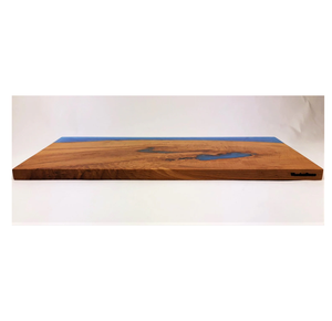 Tabla de cortar de madera y resina hecha a mano de alta calidad, tabla de cortar de queso para charcutería con mango, elegante tabla oceánica - Product Image 1
