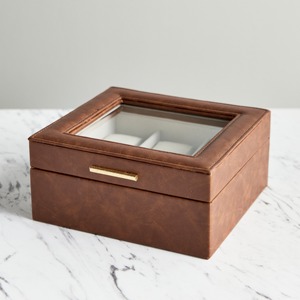 กล่องเครื่องประดับไม้ที่มีการแสดงผลโปร่งใสจัดเก็บที่สง่างามปกป้องแหวนสร้อยคอสร้อยข้อมือและอุปกรณ์ในสไตล์ - Product Image 1