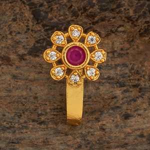 Vintage Nath Wedding <b>Ruby</b> Flower Shape 10K Gold Prong Setting <b>Necklace</b> 176295 - Product Image 1