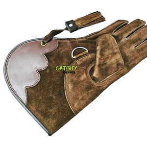 Guante de piel de vaca de 33cm de largo doble personalizado de alta calidad de cetrería OEM - Product Image 2