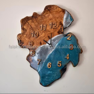 Reloj de pared analógico minimalista moderno más vendido hecho a mano resina epoxi y diseño de madera colgante para decoración de sala de estar de oficina en casa - Product Image 4