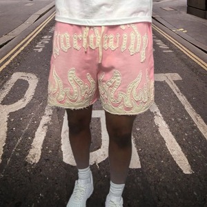 Top Quality Vintage Custom Distressed Embroidery <b>Patch</b> Acid Washed Sun Fade 100%Cotton Terry Raw Hem <b>shorts</b> for <b>men</b> - Product Image 2